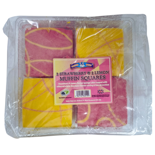Baker Boys 2 Strawberry & 2 Lemon Muffin Square Cakes dimarkcash&carry