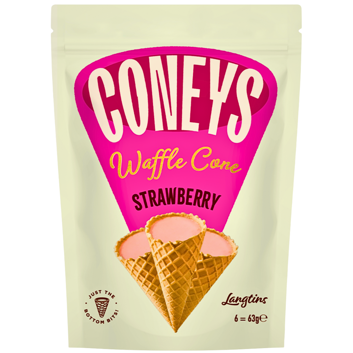 Coneys- White Cone Strawberry 12X63G dimarkcash&carry