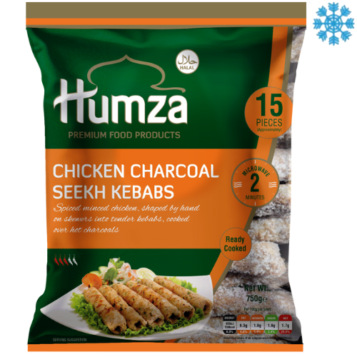 Humza Chicken Charcoal Kebab 8X750G (15 Pieces) - Collection Only Frozen Product dimarkcash&carry