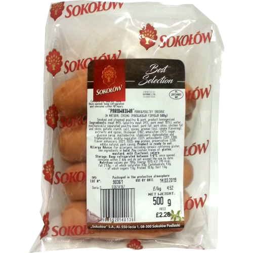 Sokolow Sausage In Natural Casing - Parowkowa 500G (SINGLE) dimarkcash&carry