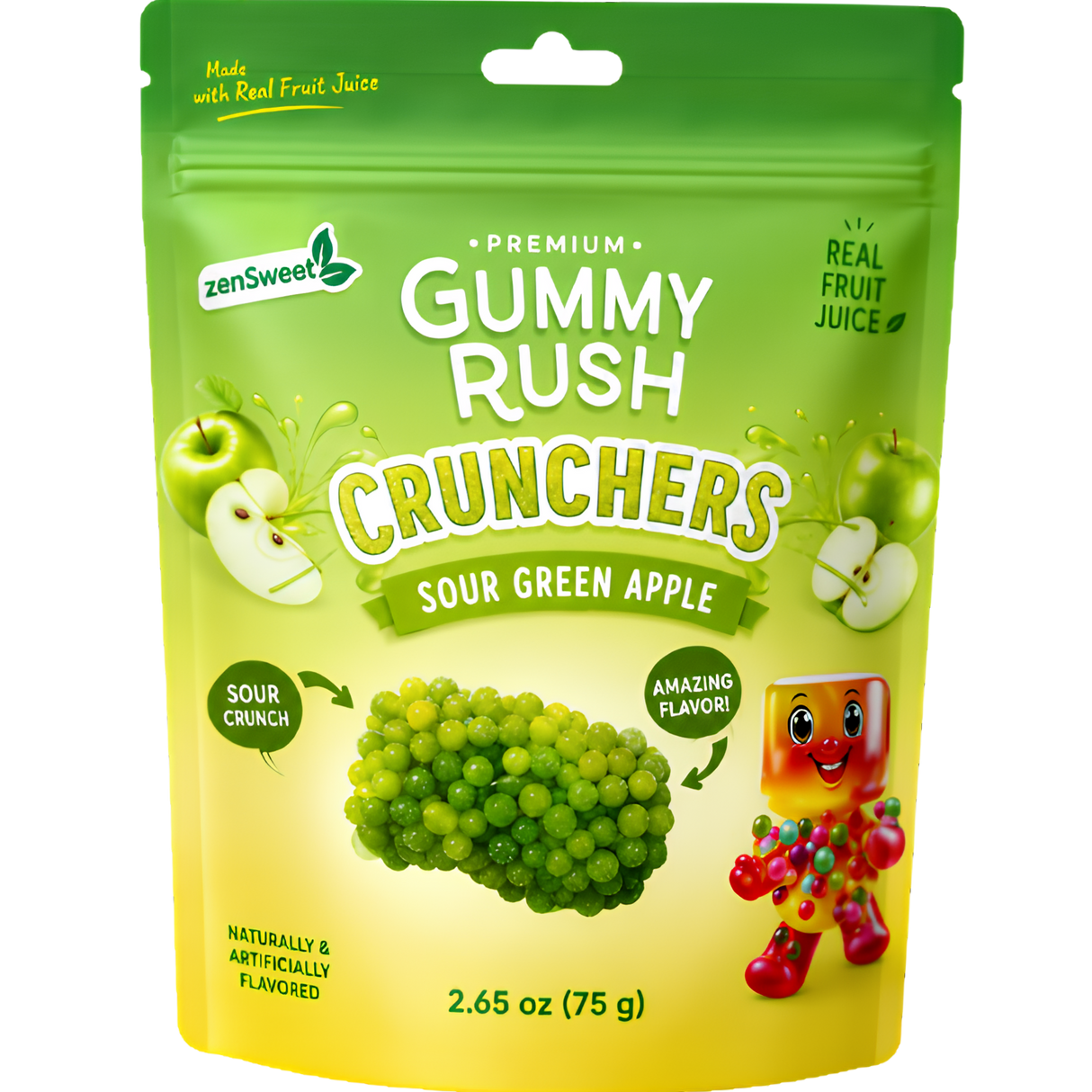 Gummy Rush Crunchers Green Apple 12X80g