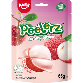 Amos Peelerz Gummy ( Halal ) Lychee 12x65g dimarkcash&carry