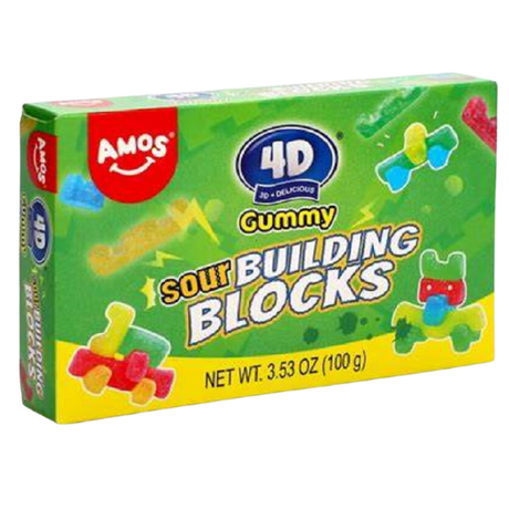 Amos 4D Sour Gummy Building Blocks 12x100g dimarkcash&carry