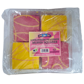 Baker Boys 2 Strawberry & 2 Lemon Muffin Square Cakes dimarkcash&carry