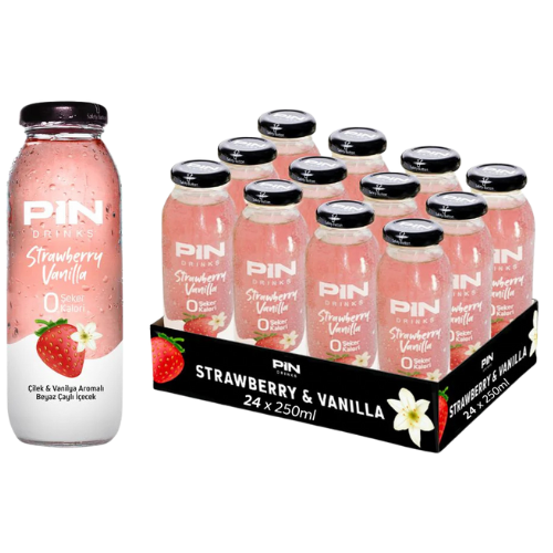 Pin Drinks Strawberry & Vanilla Glass 24X250Ml dimarkcash&carry