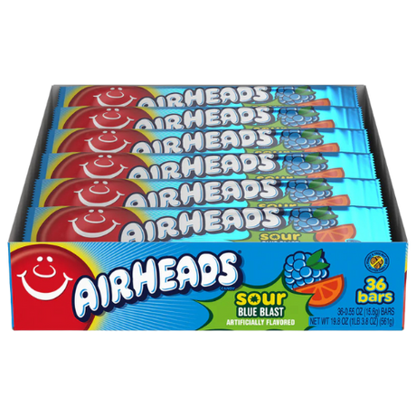 Airheads Sour Blue Blast 36x15.6g (0.55oz) dimarkcash&carry