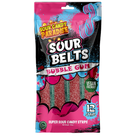 Sour Belts Bubblegum 12X100G dimarkcash&carry