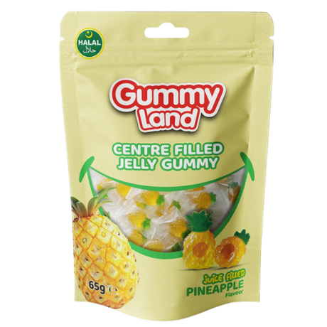 Gummyland Centre Filled Jelly Pineapple (Halal) 12X65G dimarkcash&carry