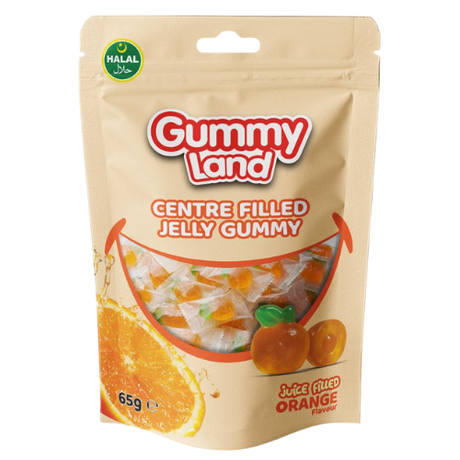 Gummyland Centre Filled Jelly Orange (Halal) 12X65G dimarkcash&carry