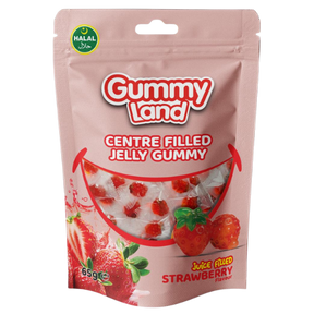 Gummyland Centre Filled Jelly Strawberry (Halal) 12X65G dimarkcash&carry