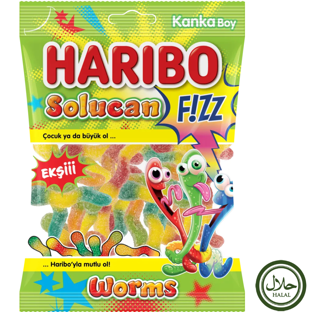 Haribo Halal Fizz Worm 24X70g