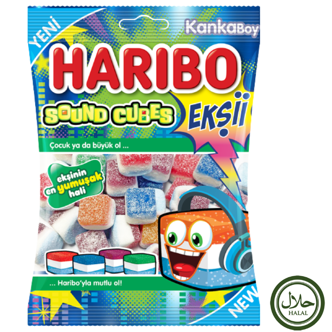 Haribo Halal Sound Cubes (Eksi) 24X80G dimarkcash&carry