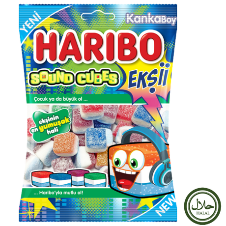 Haribo Halal Sound Cubes (Eksi) 24X80G dimarkcash&carry
