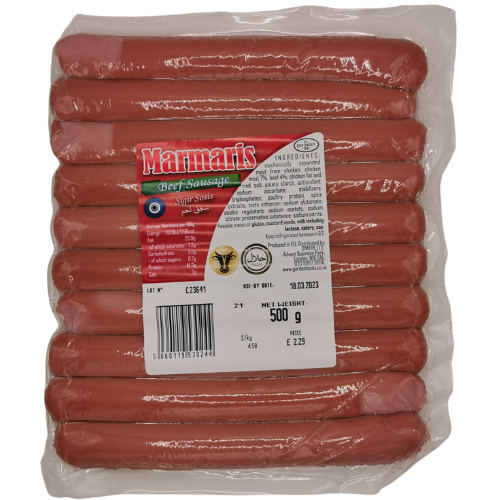 Marmaris Beef Sausage Halal 10X500G dimarkcash&carry