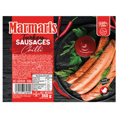 Marmaris Turkey Chilli Sausages Halal 12X350G dimarkcash&carry