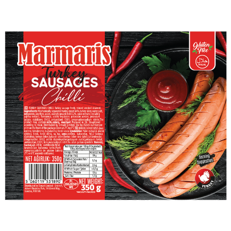 Marmaris Turkey Chilli Sausages Halal 12X350G dimarkcash&carry