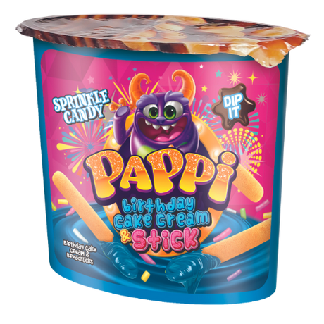 Pappi Birthday Cake Cream & Sticks 24X55G dimarkcash&carry