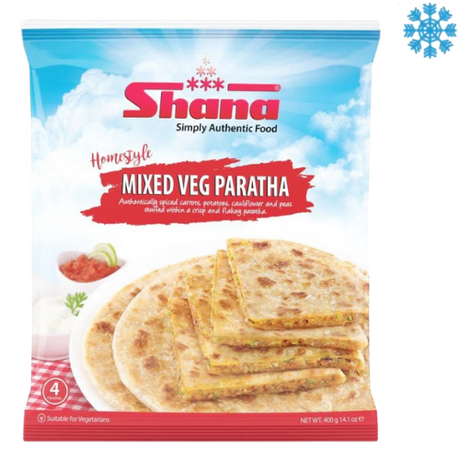 Shana Home Style Mix Veg Paratha 12X400G - Collection Only Frozen Product dimarkcash&carry