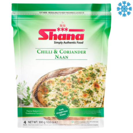 Shana Naan Chilli & Coriandar 12X300g (4 Pcs) - Collection Only Frozen Product dimarkcash&carry