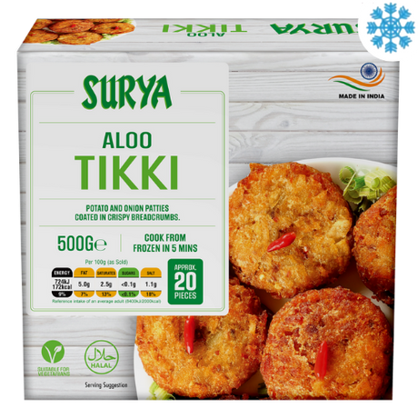 Surya Aloo Tikki (20 Pieces) 12X500G - Collection Only Frozen Product dimarkcash&carry
