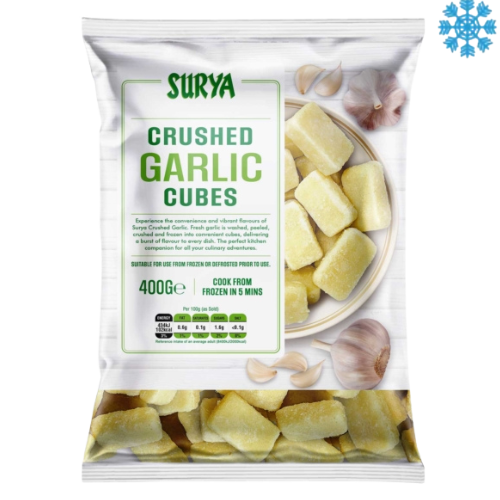 Surya Iqf Crushed Garlic 10X400G - Collection Only Frozen Product dimarkcash&carry