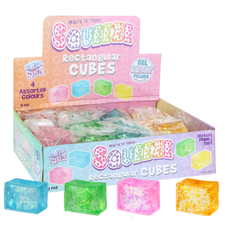 Squeezy Cube W/Sugar & Sparkle 12Pcs 4 Mixed Flavours dimarkcash&carry