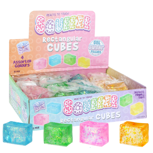 Squeezy Cube W/Sugar & Sparkle 12Pcs 4 Mixed Flavours dimarkcash&carry