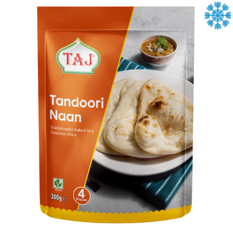 Taj Tandoori Naan 12X300G (4Pcs) - Collection Only Frozen Product dimarkcash&carry
