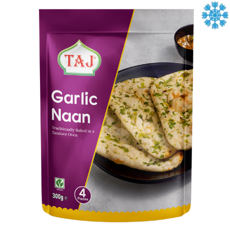 Taj Garlic & Corıander Naan 12X300G (4Pcs) - Collection Only Frozen Product dimarkcash&carry