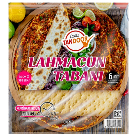 Tandoor Turkish Pizza Base 6unit 26cm (Lahmacun tabani) 18x390g dimarkcash&carry