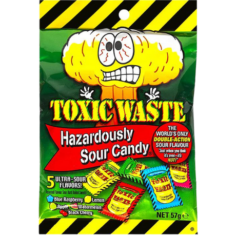 Toxic Waste Hazardously Sour Candy Bags 12x57g dimarkcash&carry