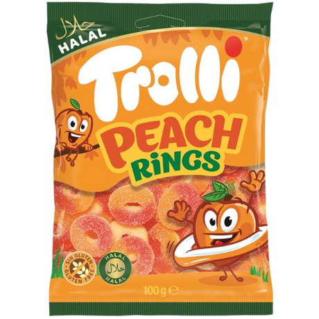 Trolli *Halal* Peach Rings Bag 30x100g dimarkcash&carry