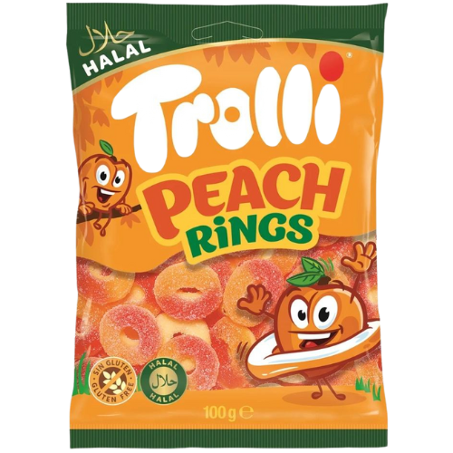 Trolli *Halal* Peach Rings Bag 30x100g dimarkcash&carry