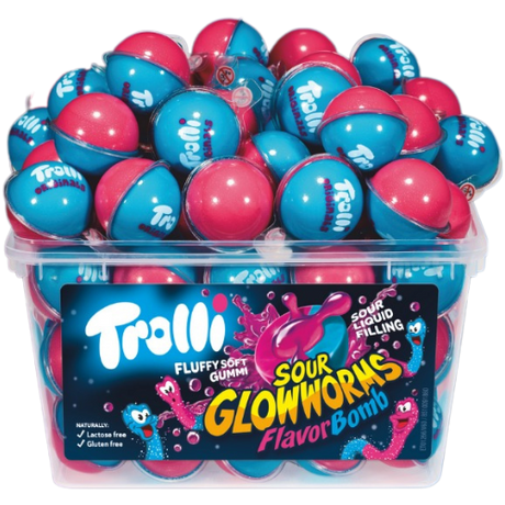 Trolli Flavorbomb Sour Glowworms Tub 60X20G dimarkcash&carry