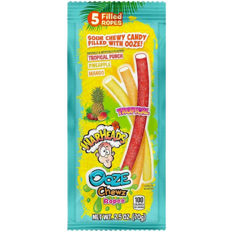 Warheads Ooze Chewz Tropical Ropes 12X70G (2.5Oz)