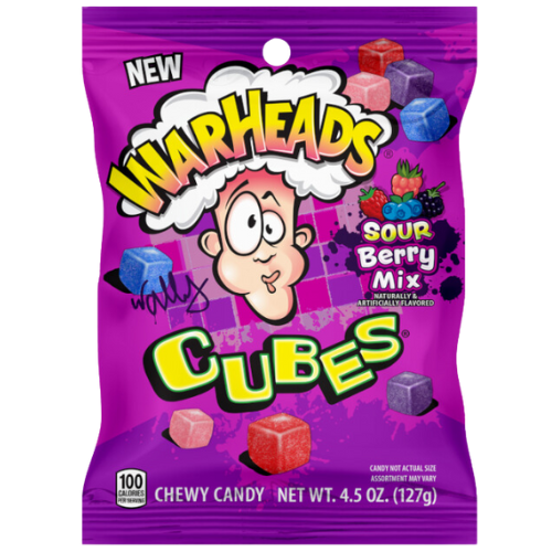 Warheads Berry Cubes Peg Bag 12x127g(4.5oz) dimarkcash&carry