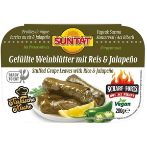 Suntat Stuffed Vine Leaves with Jalapeno TRAY 10x200g